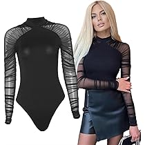 【ふくふくこまち】 レース装飾 ボディスーツ 黒　シャンデールD85 Amazon.co.jp: メッシュボディスーツ クルーネックジャンプ